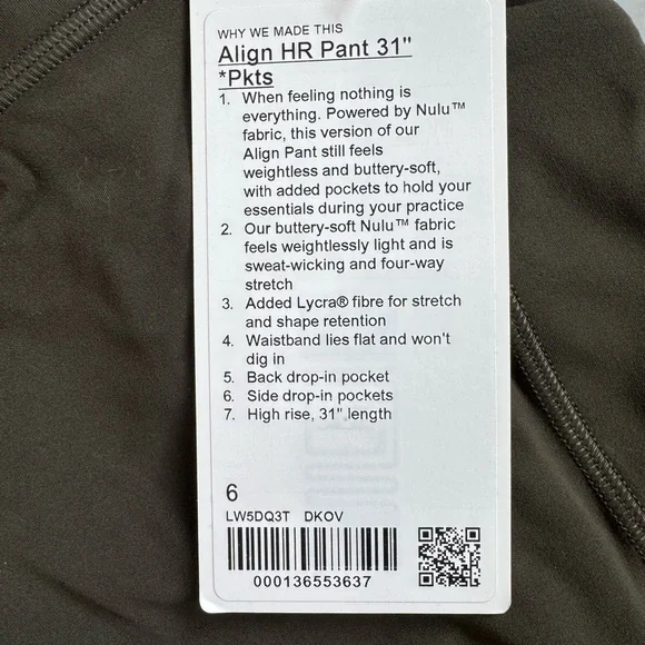 Green Lululemon Leggings - size 6 - never worn - Picture 3 of 4